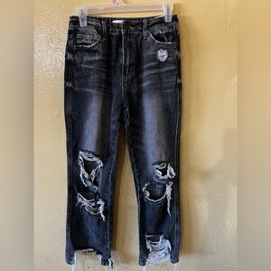 Flying Monkey Ripped Black Ankle Jeans